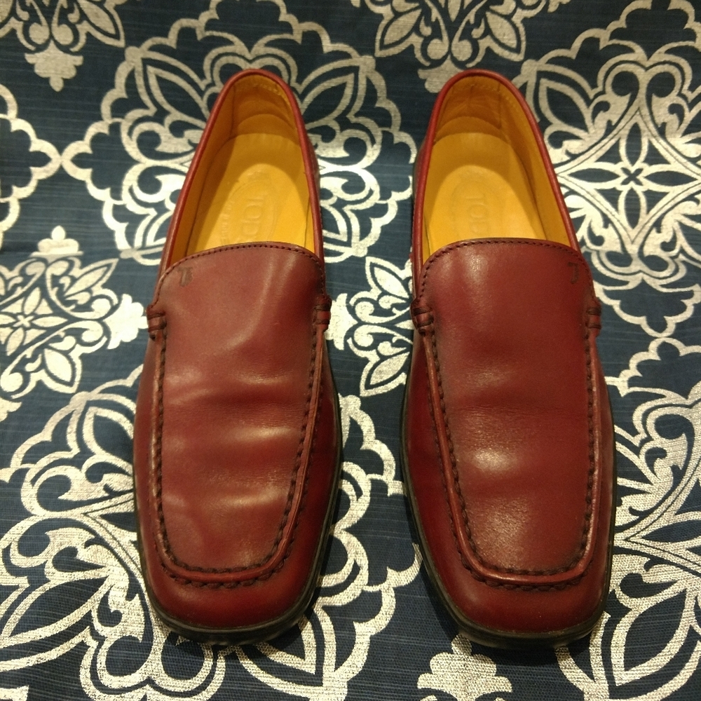 Tod's red leather loafers